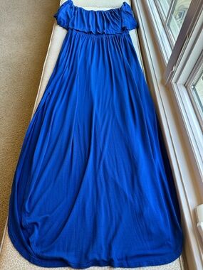 Sweet Lovely by Jen Royal Blue Maxi Dress with Pockets 1XL